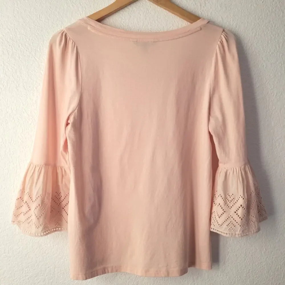 Banana Republic Women's Eyelet Fluted Peach Sleeve Top Size Small - Picture 4 of 4